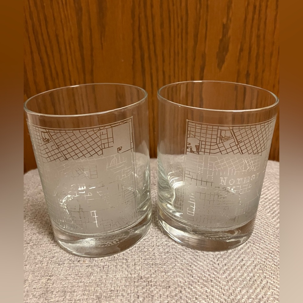 Norman Oklahoma - Set Of 2 Double Old Fashioned Glasses OU Sooners - Map Design
